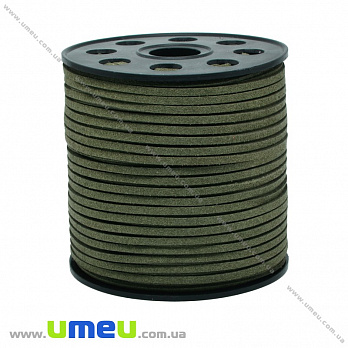 Замшевый шнур, 3 мм, Зеленый темный, 1 м (LEN-007065)