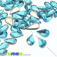 Ріволі скляний, Крапля гранована, 10х6 мм, Блакитний, 1 шт (KAB-034018)