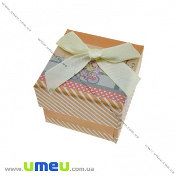 Подарочная коробочка Квадратная под кольцо, 5х5х4 см, Оранжевая, 1 шт (UPK-035788)