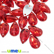 Пришивной кристалл пласт. Капля граненая, 13х8 мм, Красный, 1 шт (KAB-012124)