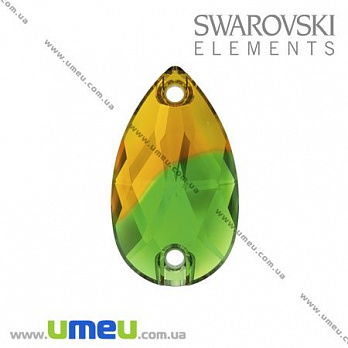 Пришивной элемент Swarovski 3230 Green/Topaz, 12х7 мм, Капля, 1 шт (KAB-005524)