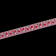 Репсова стрічка з малюнком Троянди, 15 мм, Червона, 1 м (LEN-054899)