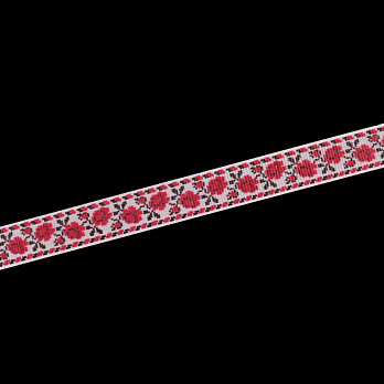 Репсовая лента с рисунком Розы, 15 мм, Красная, 1 м (LEN-054899)