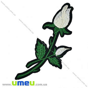 Термоаппликация Роза белая, 13х5 см, 1 шт (APL-029979)