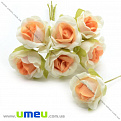 Роза тканинна, 20 мм, оранжево-біла, 1 шт (DIF-015026)