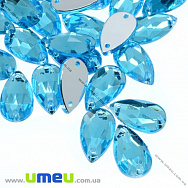 Пришивний кристал пласт. Крапля гранована, 16х10 мм, Блакитний, 1 шт (KAB-030565)