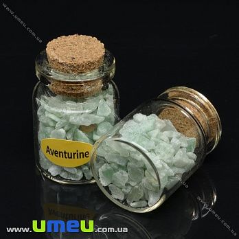 Бутылочка с крошкой натурального камня, Авантюрин, 31х22 мм, 1 шт (POD-037234)