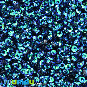 Пайетки Индия чаша, 3 мм, Синие АВ, 5 г (PAI-037818)