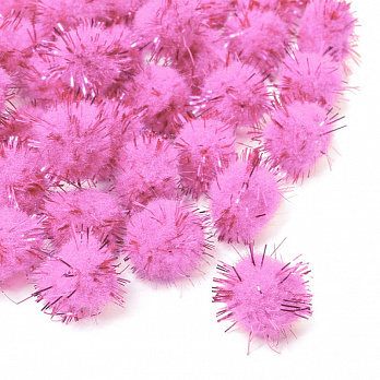 Помпоны с люрексом 1,5 см, Розовые (DIF-033338)
