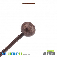 Гвоздики с шариком, Медь, 2,4 см, 0,5 мм, 1 шт (PIN-040323)