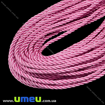 Полиэстеровый шнур крученый, Розовый, 4 мм, 1 м (LEN-018937)