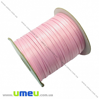 Полиэстеровый шнур плоский, Розовый, 4 мм, 1 м (LEN-003374)