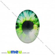 Кабошон скляний з принтом Око, 18х13 мм, Зелений, Овал, 1 шт (KAB-018709)