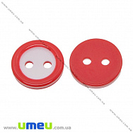 Пуговица пластиковая Круглая двухцветная, 11 мм, Красная, 1 шт (PUG-032867)