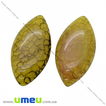 Кабошон нат. камень Агат Кракле желтый, Лодочка, 40х20 мм, 1 шт (KAB-020303)