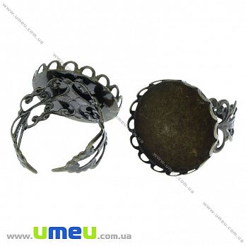 Кольцо ажурное под кабошон 20 мм, Античная бронза, 1 шт (OSN-033670)