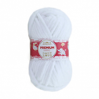 Пряжа Premium Yarn Baby Love 50 г, 60 м, Белая 301, 1 моток (YAR-052309)