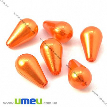 Бусина пластиковая Капля Жемчуг, 10х6 мм, Оранжевая, 1 шт (BUS-008194)
