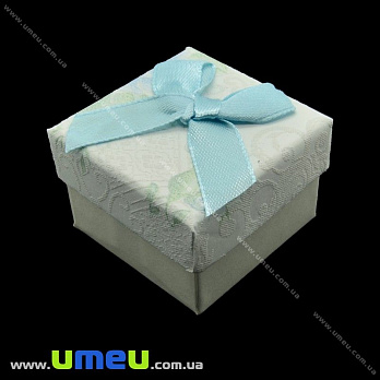 Подарочная коробочка Квадратная с узором под кольцо, 4,5х4,5х3,5 см, Голубая, 1 шт (UPK-023072)