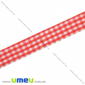 Лента тканевая Шотландка, 25 мм, Красная, 1 м (LEN-019675)
