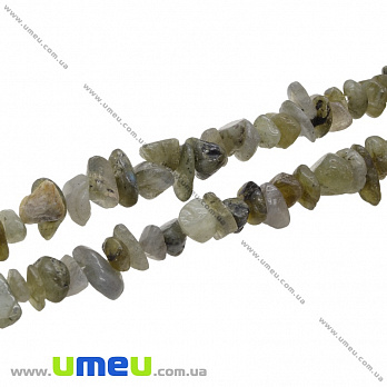 Скол (крошка) натуральный камень Лабрадорит, 5-8 мм, 1 нить, (84-86 см), (BUS-013800)