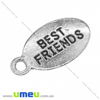 Подвеска металлическая «Best friend», Античное серебро, 18х10 мм, 1 шт (POD-003454)