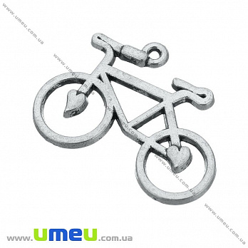 [Архив] Подвеска металлическая Велосипед, Античное серебро, 24х31 мм, 1 шт (POD-000515)