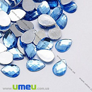 Кабошон пластиковий, Крапля гранована, 14х10 мм, Блакитний, 1 шт (KAB-012529)