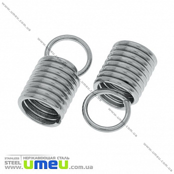 Зажим-пружинка из нержавеющей стали, 11х4,8 мм, Темное серебро, 1 шт (STL-022910)