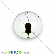 Кабошон скляний з принтом Кіт, 18 мм, Круглий, 1 шт (KAB-013685)