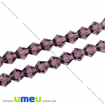 Бусина под хрусталь Биконус, 6х6 мм, Фиолетово-коричневая, 1 шт (BUS-031324)