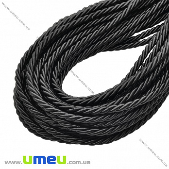 Полиэстеровый шнур крученый, Черный, 4 мм, 1 м (LEN-018944)