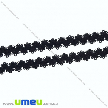 Резинка бретелечная Цветы, 10 мм, Черная, 1 м (LEN-020920)