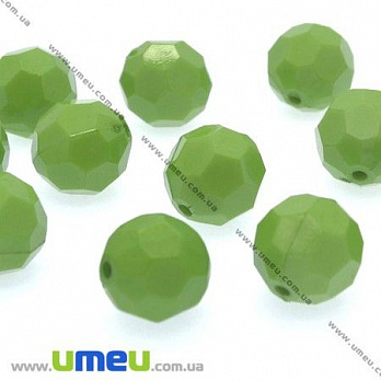 Бусина пластиковая Круглая граненая, 16 мм, Зеленая, 1 шт (BUS-000709)
