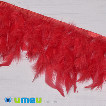 Перья индейки на ленте, 10-15 см, Красные, 10 см (PER-038939)