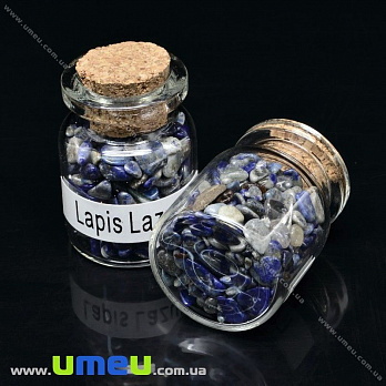 Бутылочка с крошкой натурального камня, Ляпис Лазурит, 32х22 мм, 1 шт (POD-026063)