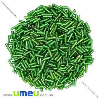 Бисер китайский стеклярус, 6 мм, Зеленый блестящий, 25 г (BIS-012052)