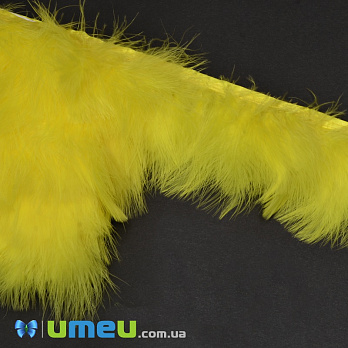 Перья индейки пушистые на ленте, 6-8 см, Желтые, 10 см (PER-038960)