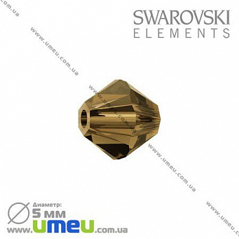Бусина Swarovski 5301 Smoked Topaz, 5х5 мм, Биконус, 1 шт (BUS-003209)