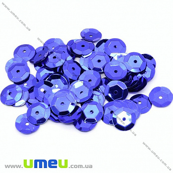 Пайетки Китай круглые граненые, 10 мм, Синие, 5 г (PAI-031974)