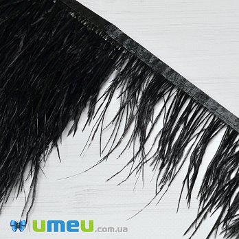 Перья страуса на ленте, 8-10 см, Черные, 10 см (PER-038885)