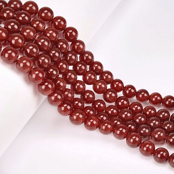 Бусины Агат красный, Натур. камень, 8 мм, Круглые, 1 низка (BUS-051689)