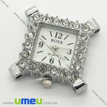 [Архив] Часы для браслетов квадратные, Серебро, 30х30 мм, 1 шт (CLC-006527)