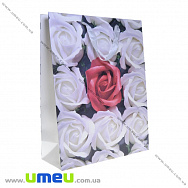 Подарунковий пакет Троянди, 40х31х12 см, Білий, 1 шт (UPK-035669)