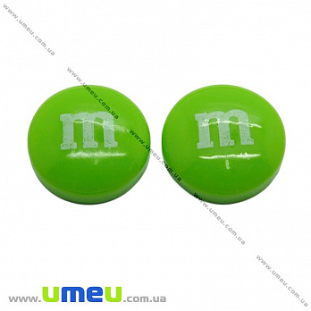 Кабошон из полимерной глины M-M's зеленый, 14 мм, 1 шт (KAB-011715)
