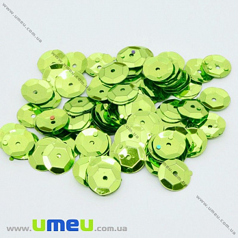Пайетки Китай круглые граненые, 10 мм, Зеленые, 5 г (PAI-031977)