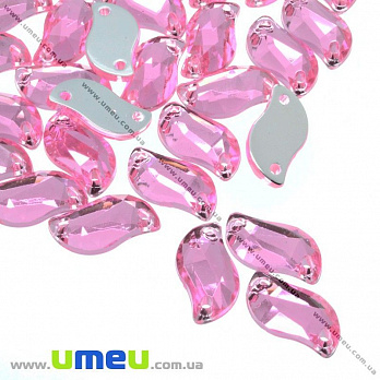 Пришивной кристалл пласт. Волнистый граненый, 12х6 мм, Розовый, 1 шт (KAB-012171)