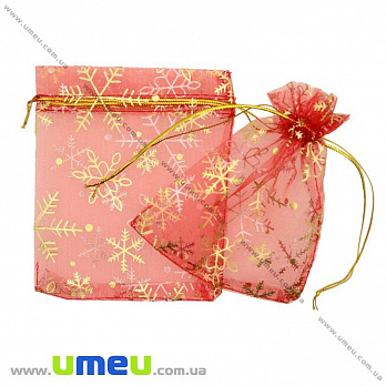 Подарочная упаковка из органзы, 10х12 см, Красная, 1 шт (UPK-020386)