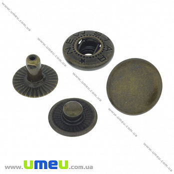 Кнопка альфа (пробивная) металлическая, Античная бронза, 12 мм, 1 шт (SEW-034410)