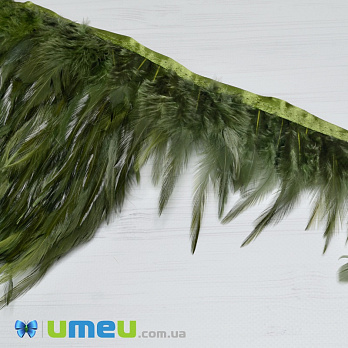 Перья петуха на ленте, 8-15 см, Оливковые, 10 см (PER-038935)